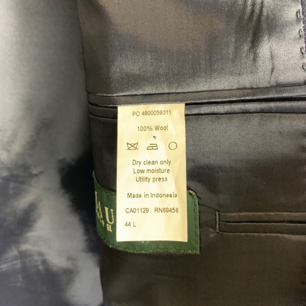 Lauren Ralph Lauren Blazer Mens 44L Navy Blue Gold Crest Button Wool Jacket - Picture 10 of 13